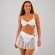 Kit Biquíni Meia Taça De Renda E Calcinha De Amarrar E Saia - Branco