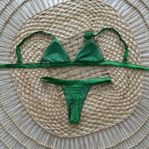 Kit 3 Peças Biquíni Flor Calcinha Fio Com Saia Midi - Verde