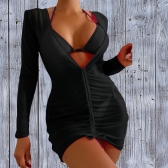 Kit 3 Itens Conj Biquíni Cortininha com Saída de Praia Tule - Preto