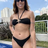 Conjunto De Biquini 3 Peças Em Renda + Saia Com Franja - Preto