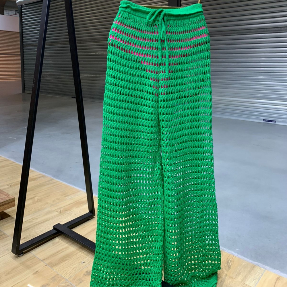 Nova Calça Saídas de Praia de Tricot - Verde