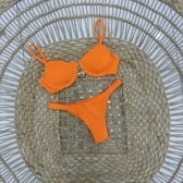 Biquíni Meia Taça Bojo Estruturado E Detalhe Central Dourado - Laranja