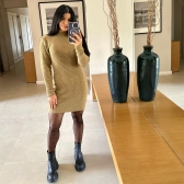 Vestido De Tricot Mousse Curto Canelado - Verde