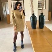 Vestido De Tricot Mousse Curto Canelado - Verde