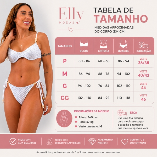 Biquíni Meia Taça Trama Rendada E Calcinha De Amarrar - Branco