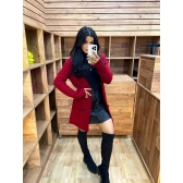 Cardigan De Tricot Mousse - Vermelho