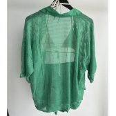 Cj Saída De Praia De Renda Blusa Manga 3/4 e Short - Verde-escuro