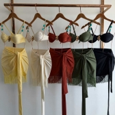 Trijunto Meia Taça Pingente Luxo E Saia De Franja Curta - Amarelo