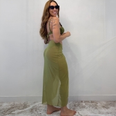 Kit Biquini Com Detalhe e Saia Pareô Transparente Cruzada - Verde