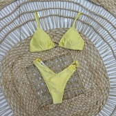 Biquíni Jade Clássico De Alças Com Detalhes Elegantes - Amarelo
