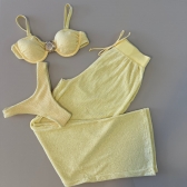 Kit Biquini Com Calça Meia Taça Concha No Top Asa Delta - Amarelo