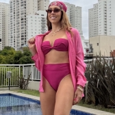 Saída de Praia Feminina Conjunto Camisa e Calça - Rosa