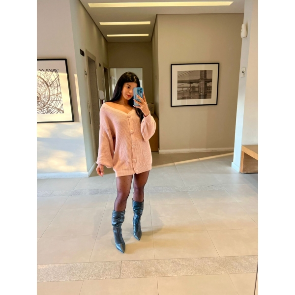 Max Cardigã Com Botões Encapados - Rose