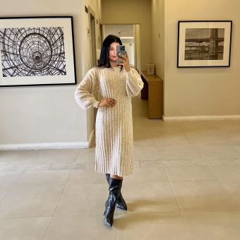 Vestido De Tricot Midi Elaine Com Fenda