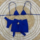Kit Biq Cortininha E Calcinha Fio + Sainha Ajustável - Azul