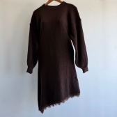 Vestido Tricot Mousse Feminino com Renda – Manga Longa - Marrom Escuro