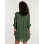 Conjunto Saída De Praia Viscolinho Blusa Manga Longa + Sh - Verde-escuro