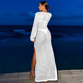 Vestido Saída De Praia Longo De Tricô - Tamanho Único