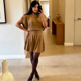 Conjunto Colete E Saia Tricot Mousse - Dourado Escuro