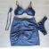 Kit 03 Itens Biquíni Corrente E Lisa Calcinha Com Tiras - Azul
