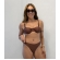 Kit Biquini Com Detalhe e Saia Pareô Transparente Cruzada - Marrom