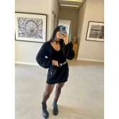Mini Veste De Tricot Fio Mousse - Preto