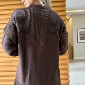 Blusa Tricot Babado nas Mangas - Marrom