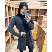 Cardigan De Tricot Mousse - Chumbo