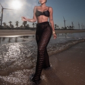 Nova Calça Saídas de Praia de Tricot - Preta