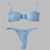 Biquíni Top Com Detalhe Em U Calcinha Ajustável E Semi Fio - Azul Bebê