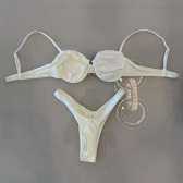 Kit 3 Pçs Biquíni Estrela Dourada E Calcinha Asa Delta e Saia - Off White