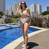 Biquíni Meia Taça Cos Alto Texturizado - Off White