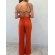 Conjunto Triquíni Cortininha Com Calça Pantalona 3 Peças - Laranja-escuro