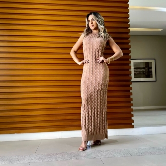 Vestido Longo Sem Mangas Tricot Modal