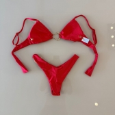 Biquíni Jade Clássico De Alças Com Detalhes Elegantes - Vermelho