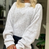 Blusa Cropped Mousse Feminina Elly Modas Manga Longa Inverno - Mescla