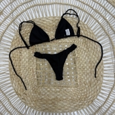 Kit De Biq Cortininha Tranças Nas Alças E Calcinha + Saia - Preto
