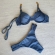 Kit 03 Itens Biquíni Corrente E Lisa Calcinha Com Tiras - Azul