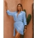 Conj Saída De Praia Chemise Manga Longa E Saia Franja Resort - Azul Bebê