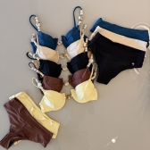 Biquíni Meia Taça Cintura Alta Com Pedraria Nas Alças - Preto