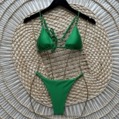 Kit 3 Itens Biquíni Com Alças Decorativas E Saia - Verde