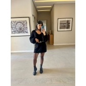 Mini Veste De Tricot Fio Mousse - Preto