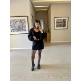 Mini Veste De Tricot Fio Mousse - Preto