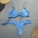 Biquíni  com Duas Alças Corrente e Lisa Calcinha com Tiras - Azul