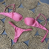 Biquini Aro - Calcinha Fio C/elástico Drapeado Nas Laterais - Rosa
