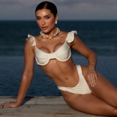 Biquíni De Babado Meia Taça Com Aro Semi Fio - Off