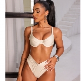 Biquíni Hot Pants De Babado Meia Taça Calcinha Fio Duplo - Off