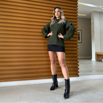Blusa Tricot Babado nas Mangas