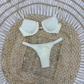 Kit Biquíni Meia Taça Bojo Estruturado E Detalhe Central - Off White