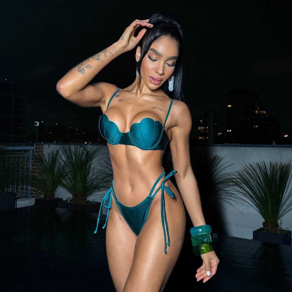 Biquíni Top Concha Calcinha Fio Duplo Com Amarrações - Verde